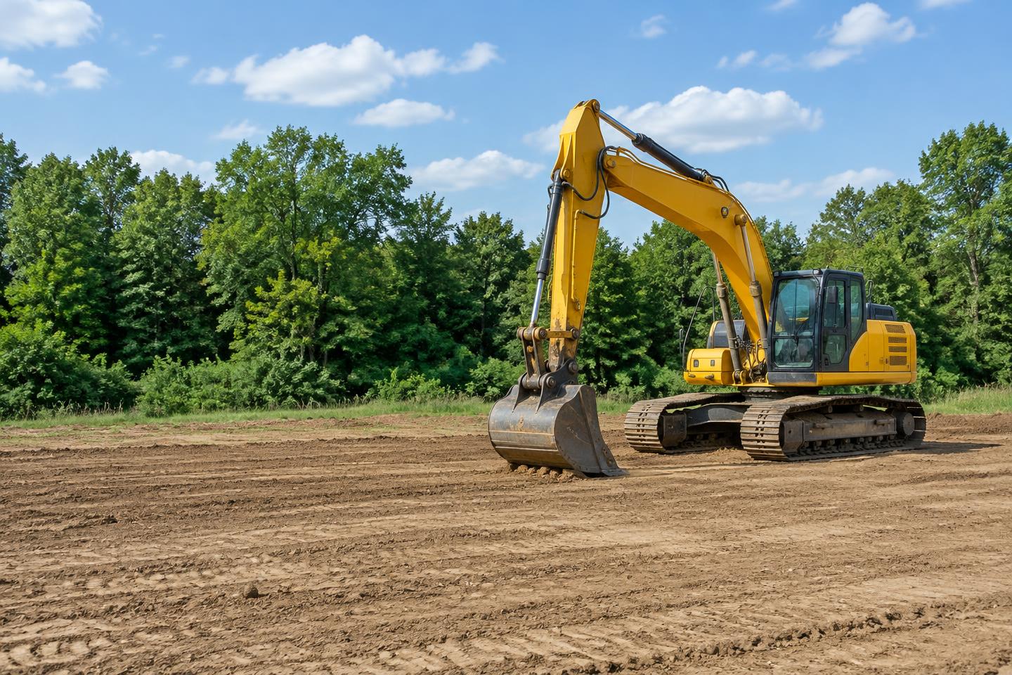 Excavator on an open rural site — sample imagery